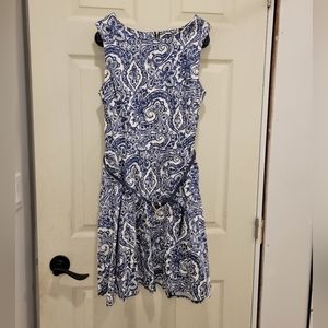 Suzy shiermedium blue & white dress